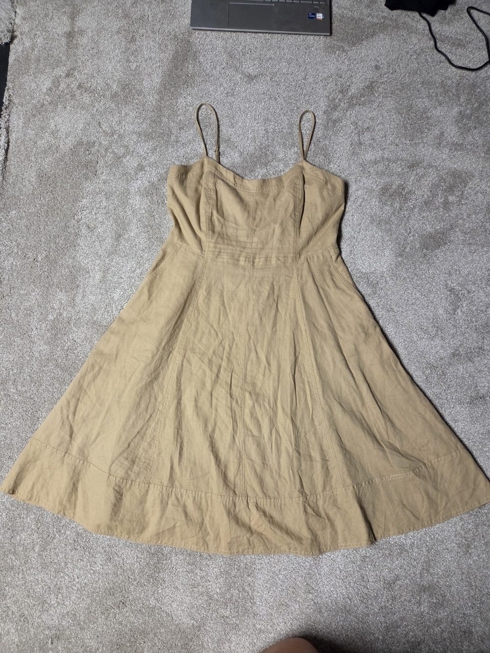 Banana Republic Tan Spaghetti-Strap A-Line Dress